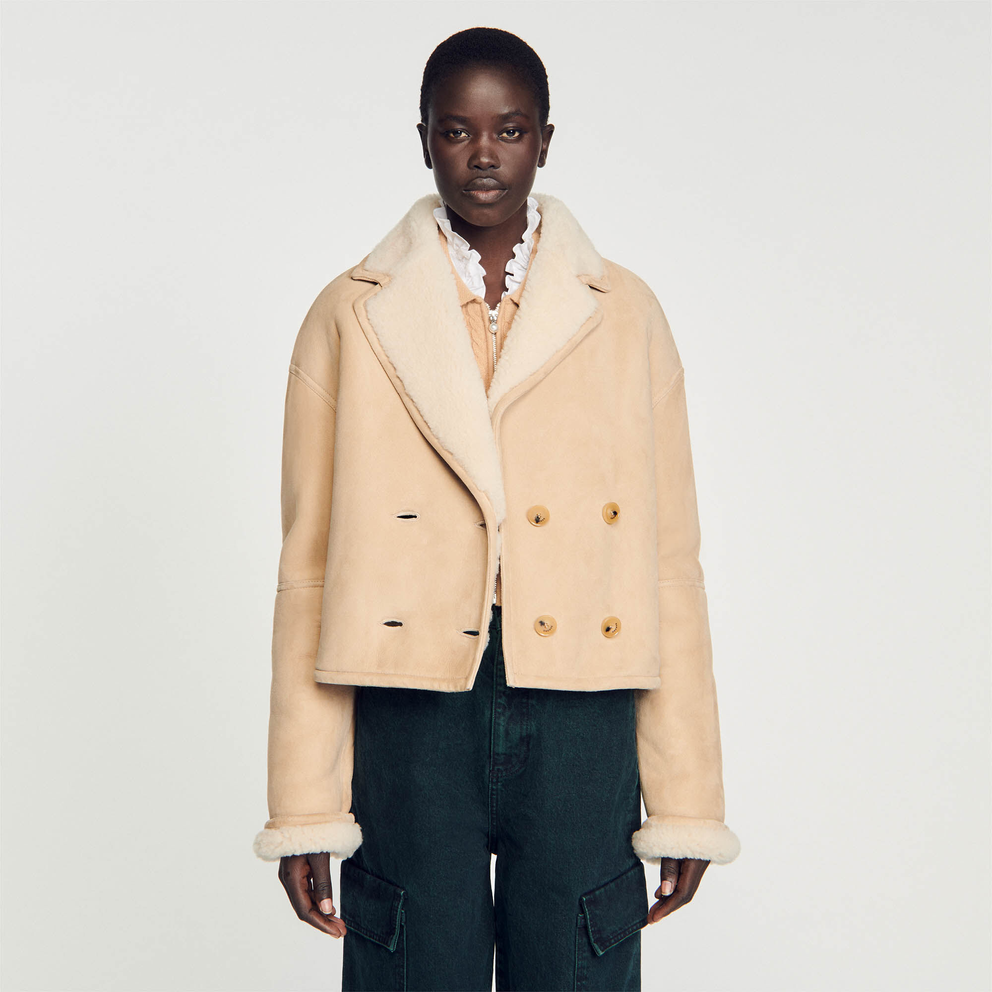Manteau beige court on sale