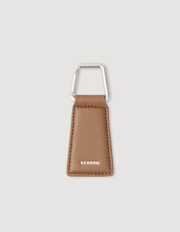 Leather key ring Brown olive Homme