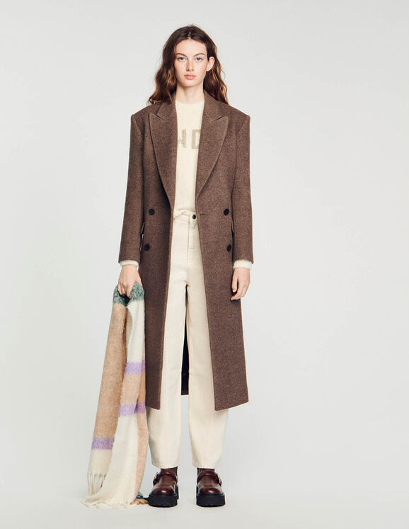 Long-sleeved button coat Chocolate Femme