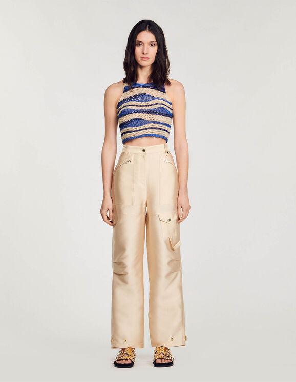 Cropped knit top Blue / Gold Femme