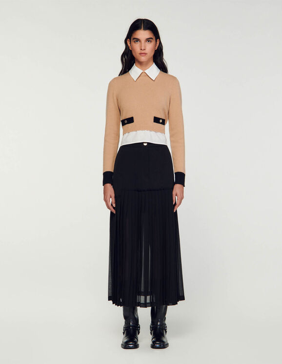 Pleated long skirt Black Femme
