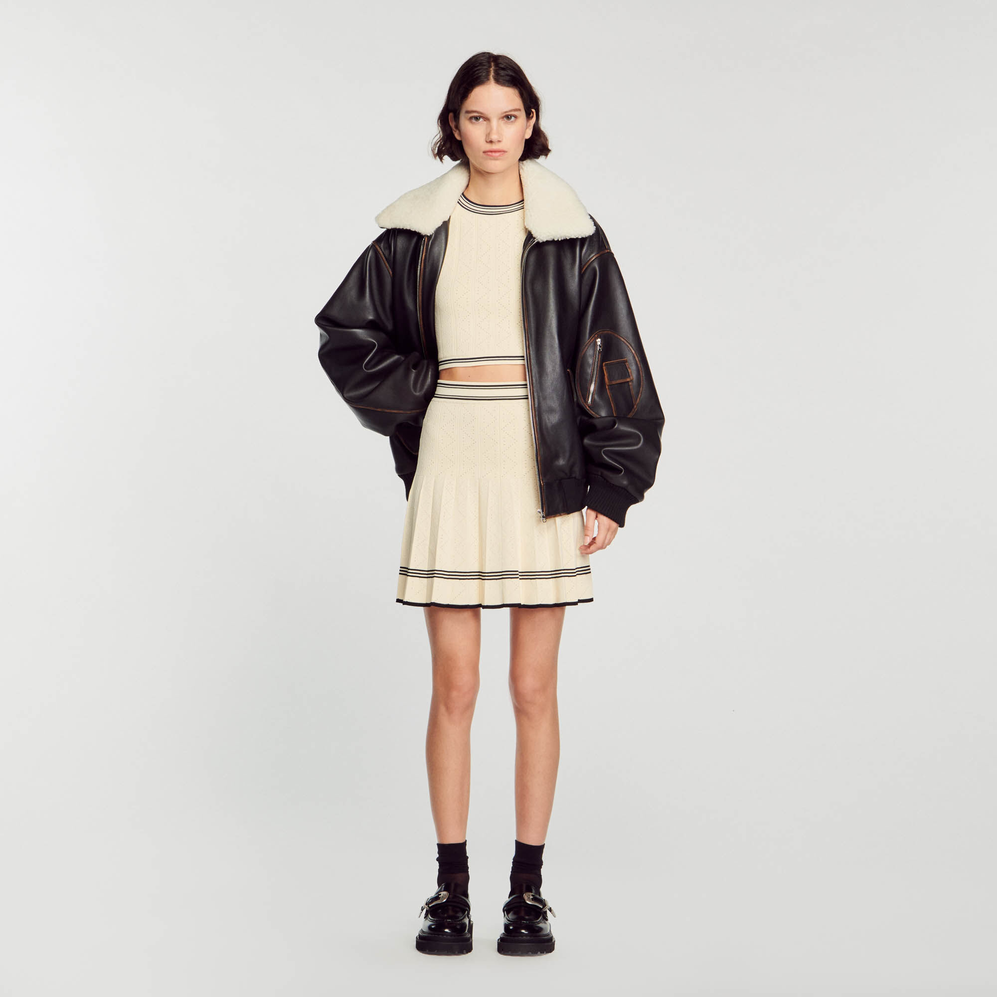 Jupe en cuir sandro clearance