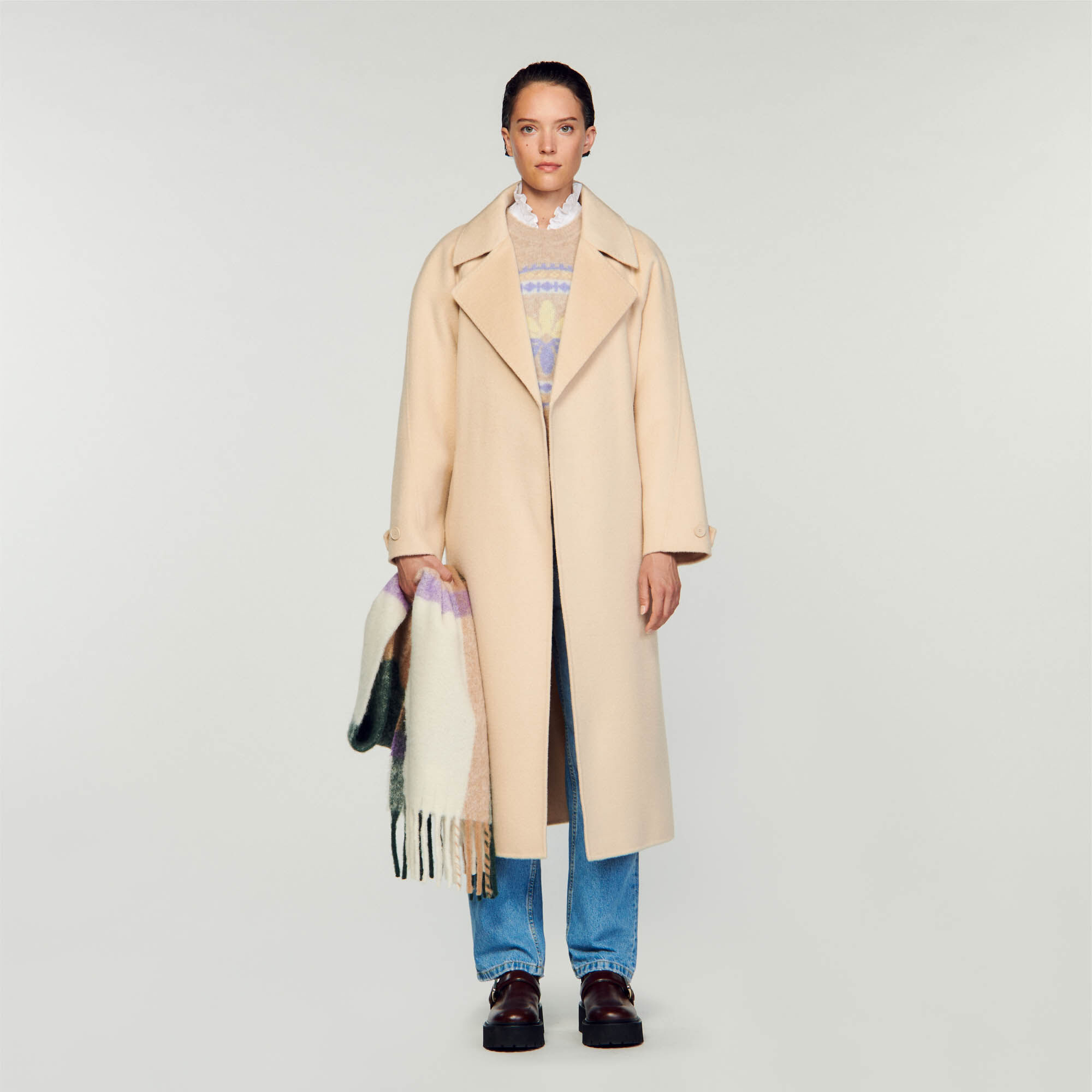 Sandro long wool coat cheap