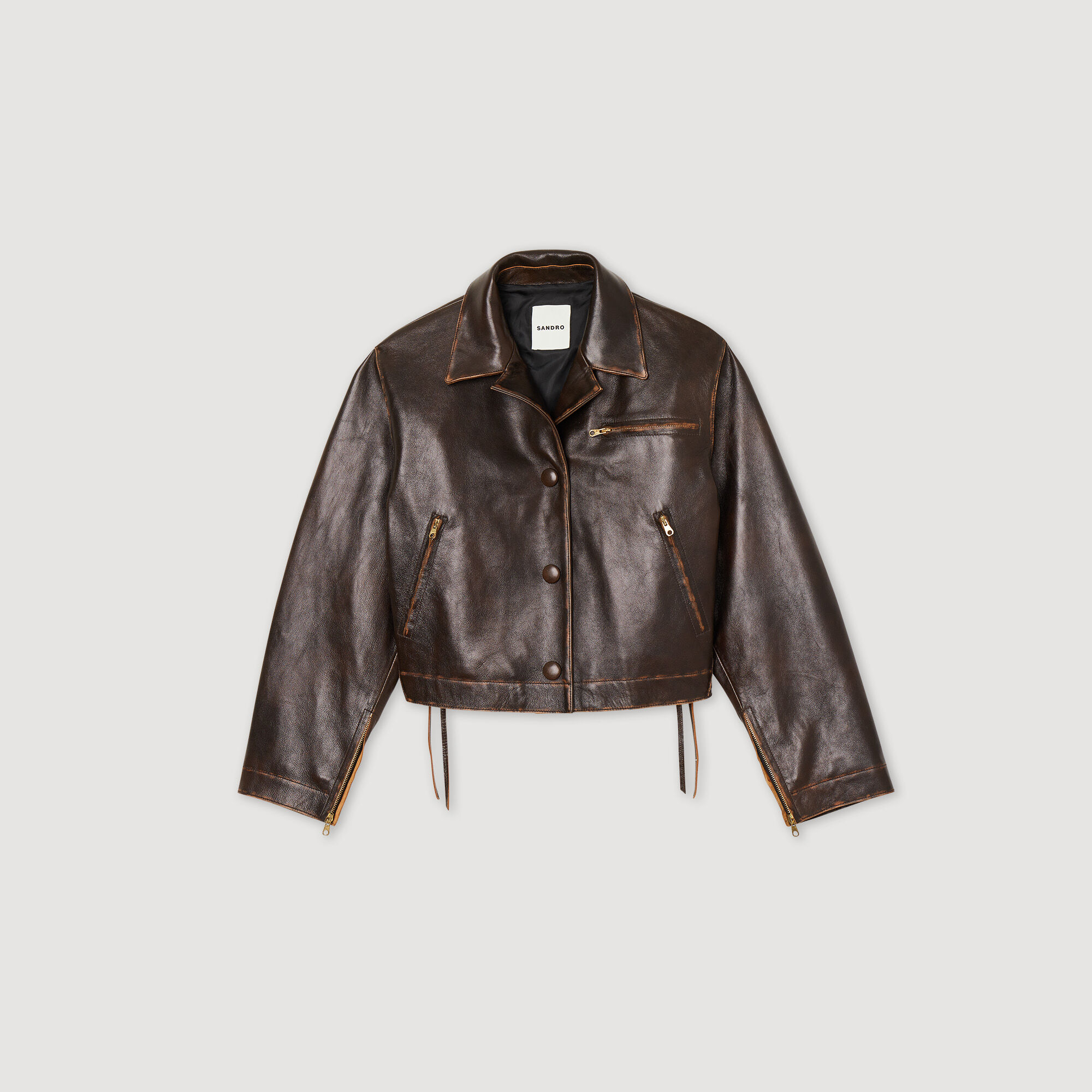 Distressed leather jacket SFPBL00768 Blazers Jackets Sandro