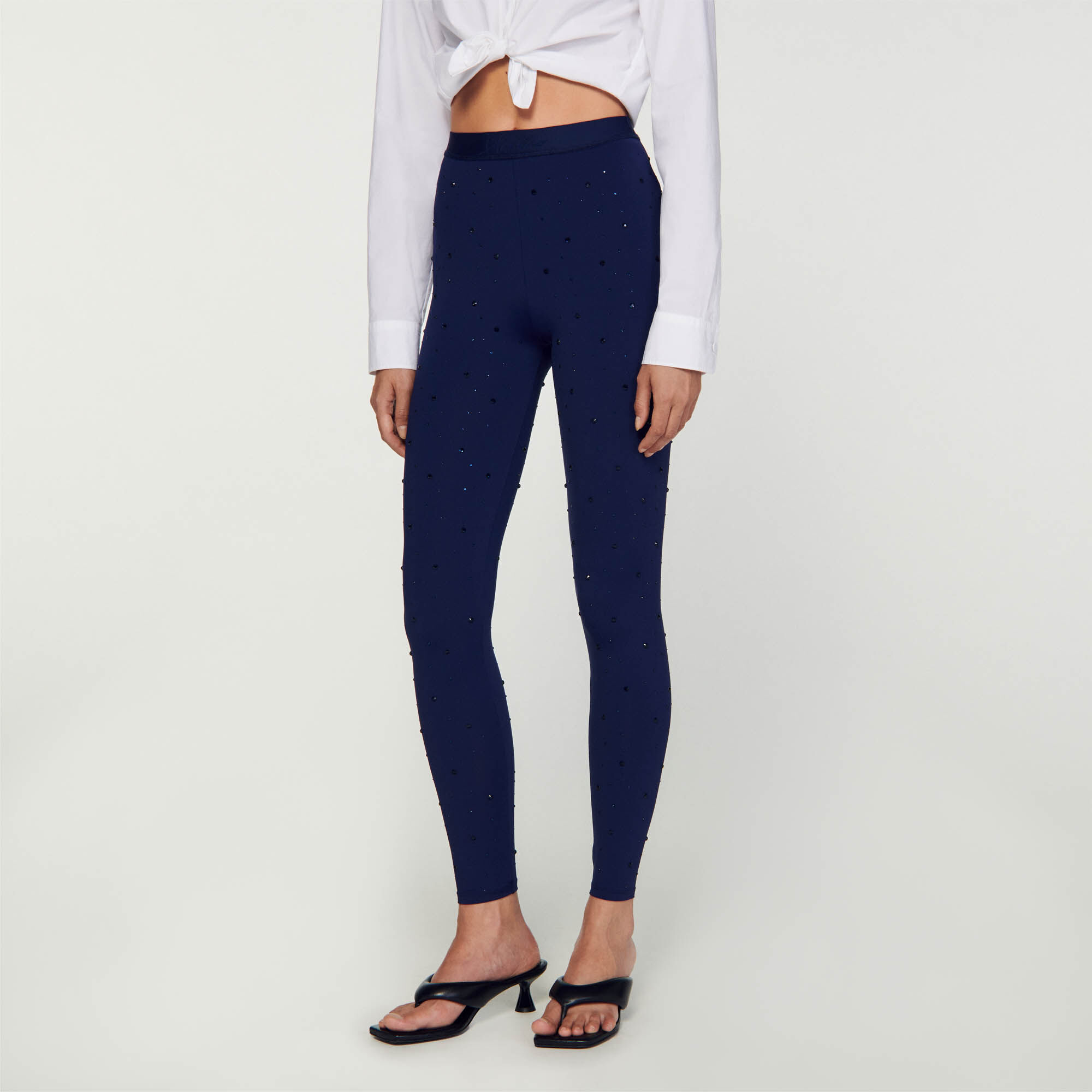 Legging strass SFPPA01235 Bleu marine Pantalons Sandro Paris