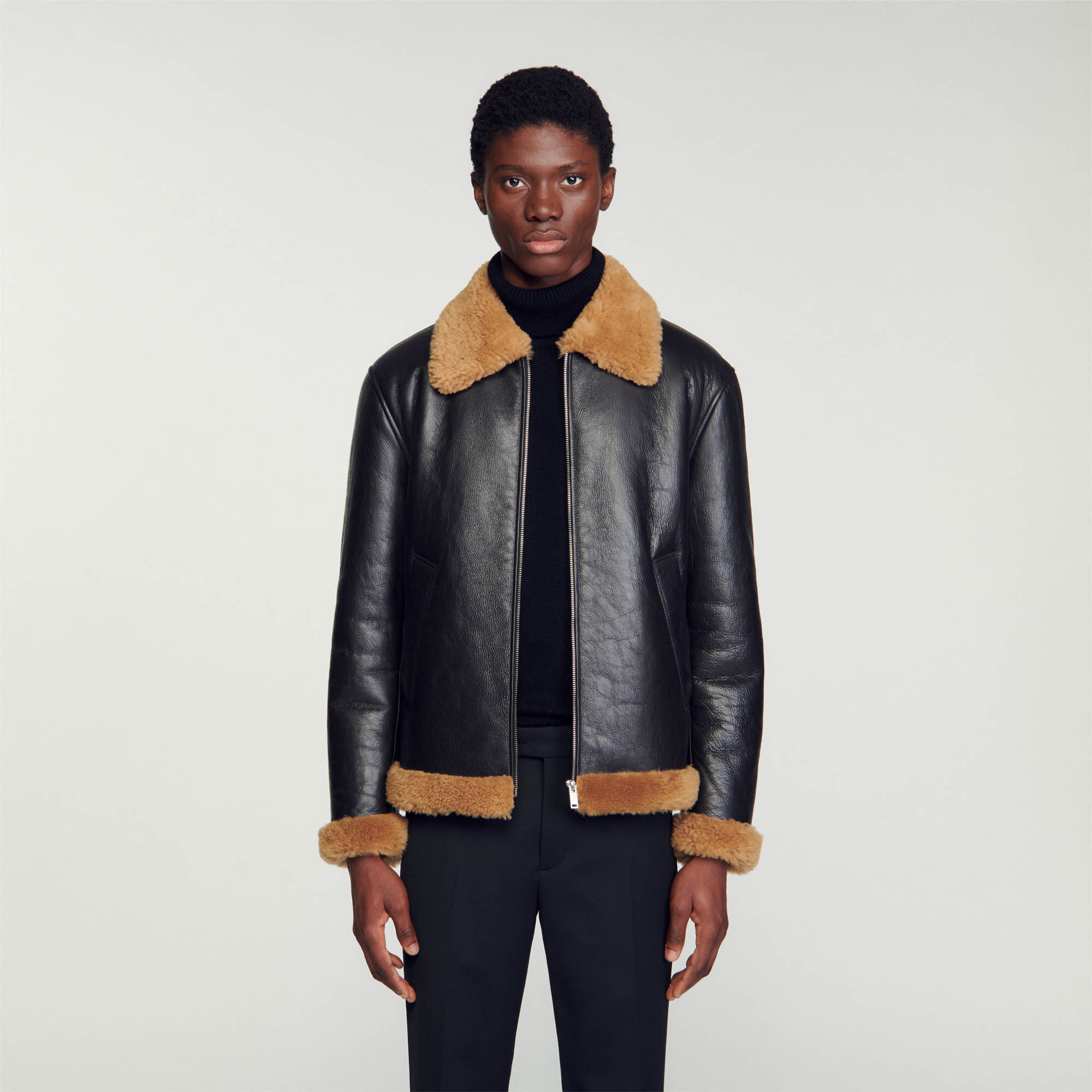 Oversized best sale shearling jacket
