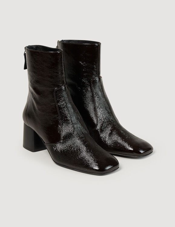 Cracked leather ankle boots Chocolate Femme