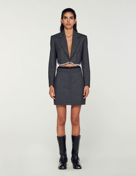 Elasticated mini skirt Charcoal Grey Femme