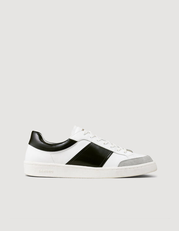 Niedrige Sneakers aus Leder Blanc / Noir Homme