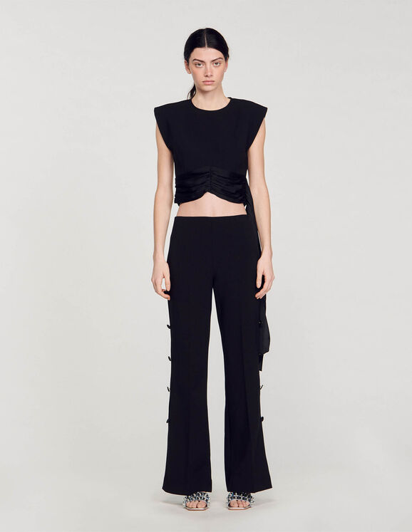 Flared trousers with cutaway sides Black Femme
