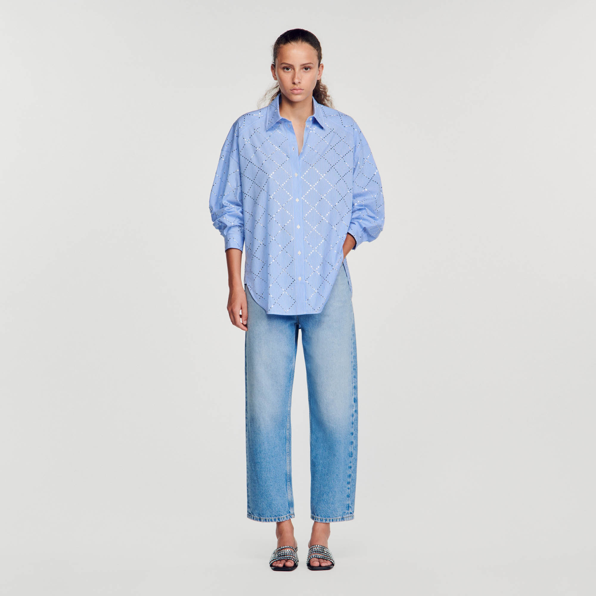 Chemise longue hotsell bleu ciel femme