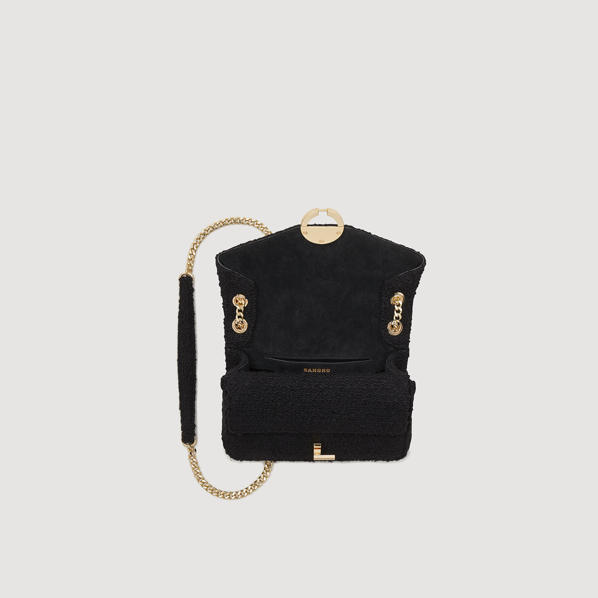 Small tweed YZA bag SFASA01240 Black All Bags Sandro Paris