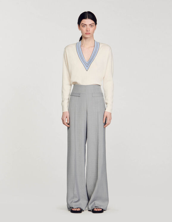 High-waisted flared trousers Light Grey Femme