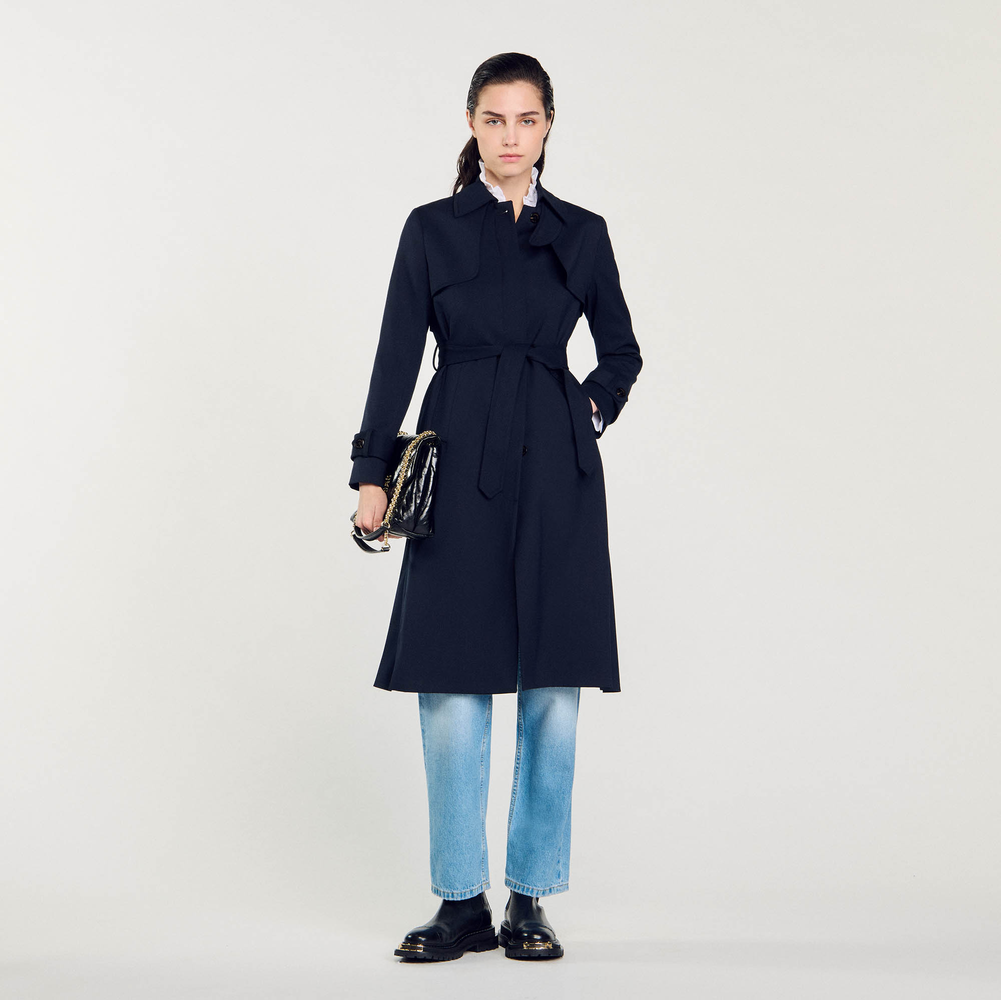 sandro paris  コート Trenchcoat mit Plissierungen blau für Damen | Sandro Paris