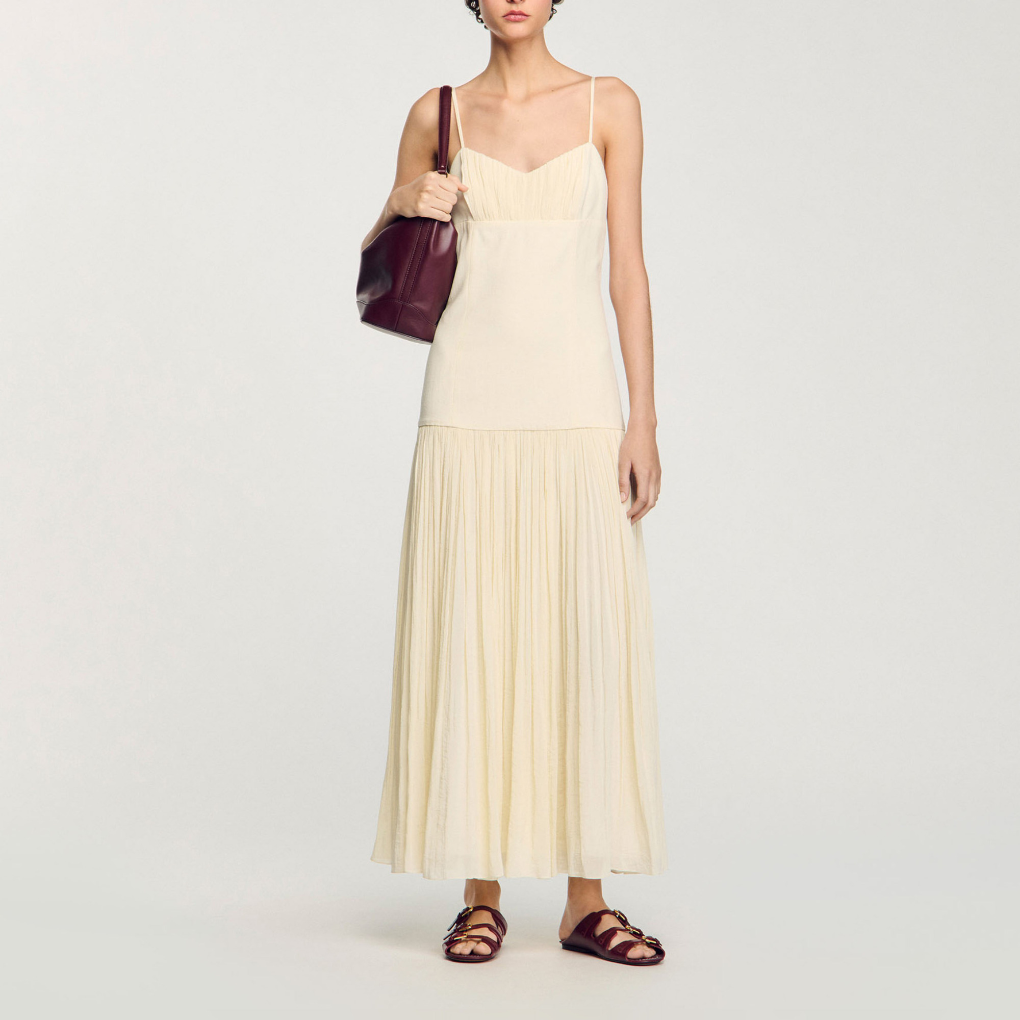 sandro ramia pointelle knit midi dress Ramia Pointelle Knit Midi Dress Gold