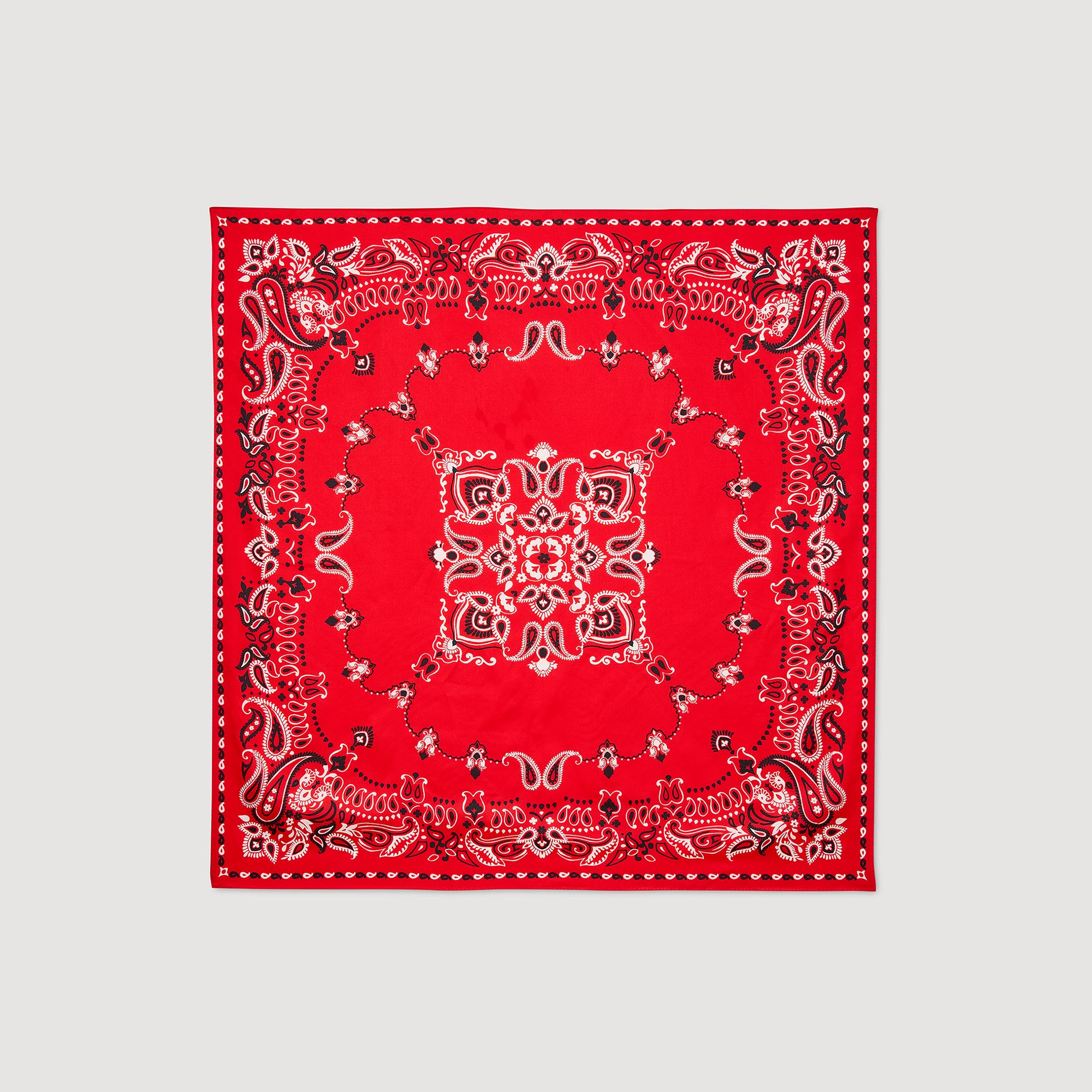 Silk bandana print scarf red For Women | Sandro Paris